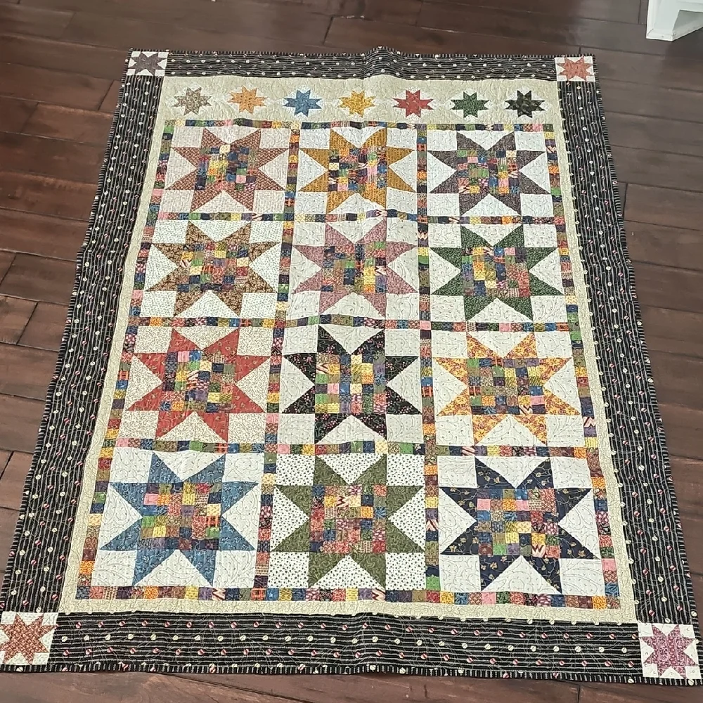 Handmade Multicolor Star Patchwork Quilt - Home Bedding